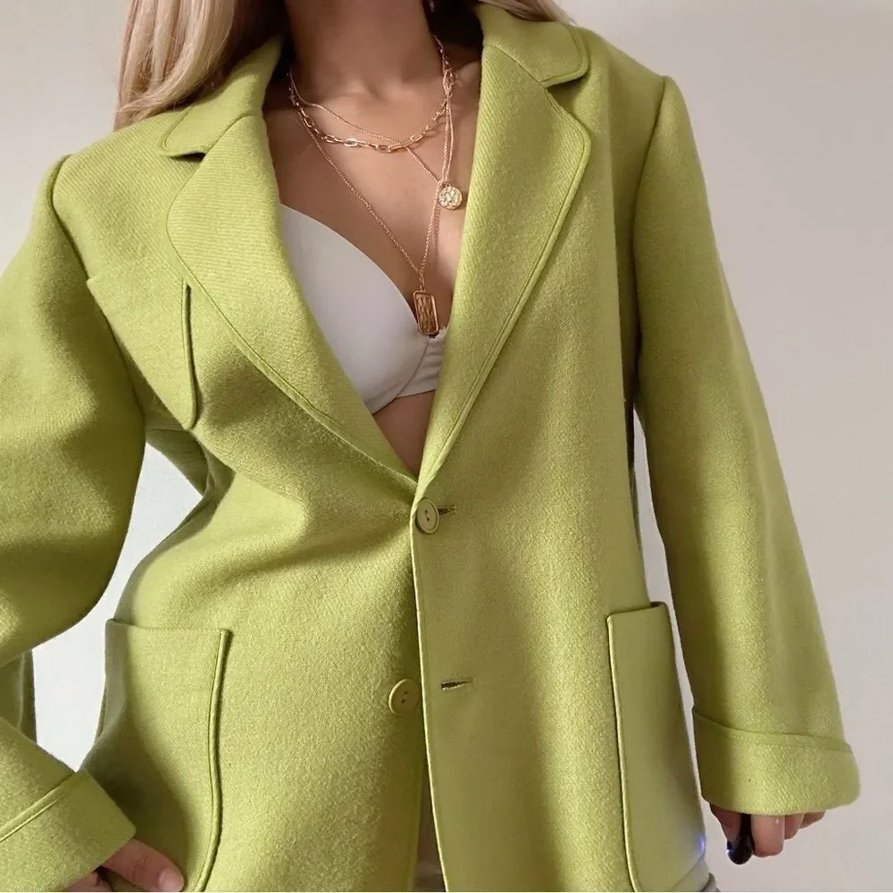 Vintage Designer Wool Green Weinberg paris Auckie Sanft Oversized Blazer jacket - Picture 3 of 8